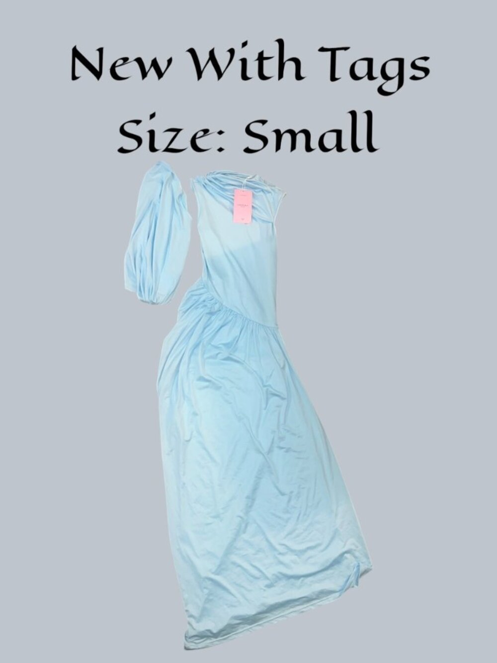 Almond Muse Camilla Baby Blue Asymmetrical Draped Maxi Dress with Shawl Accessor